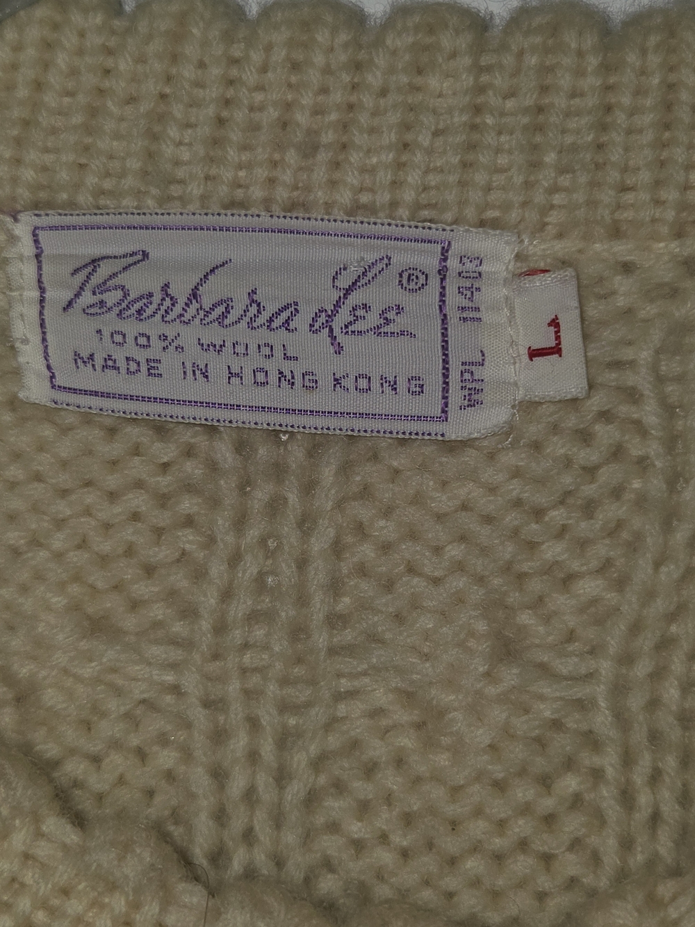 Retro Barbara Lee Cream Cable Knit Fringe Button-Front Women's Sweater Cape - Picture 2 of 6